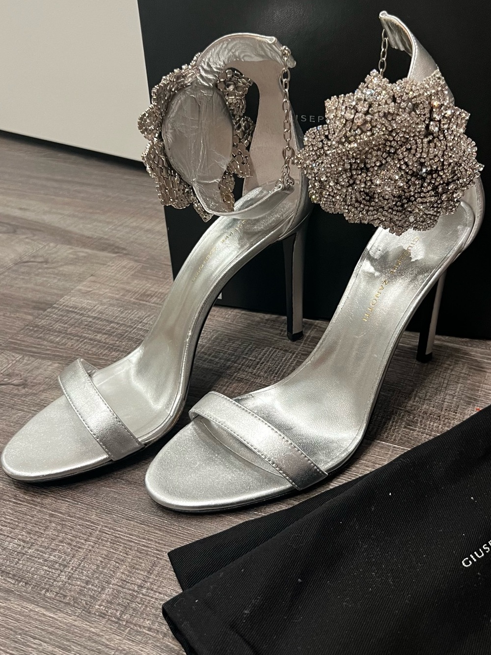 Giuseppe Zanotti silver metallic heels